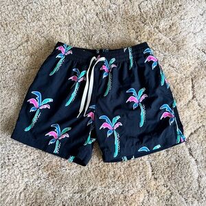 Chubbies Black Swim Trunks with Pink and Blue Palm Trees Lined 5.5”